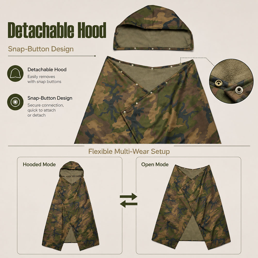 Tactical Camo Hooded Wearable  - đánh giá và giá Outdoor Hunting Blanket