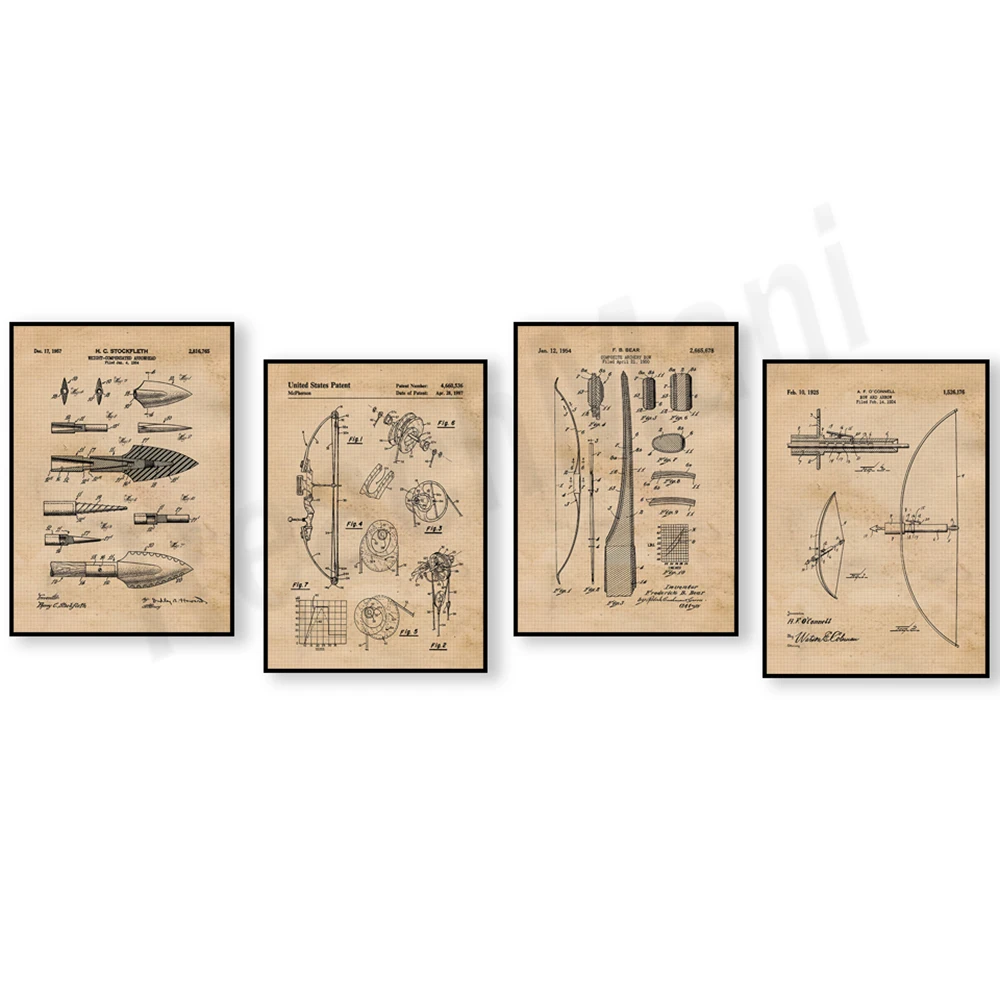 Vintage bow and arrow patent p - đánh giá và giá Outdoor Hunting Paintings